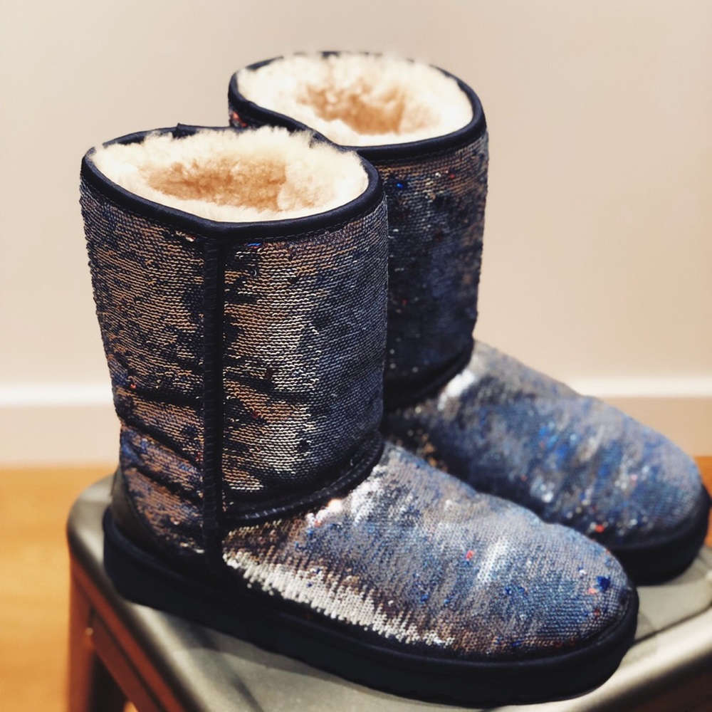 Ugg Classic Short Blue Sequin Boot
